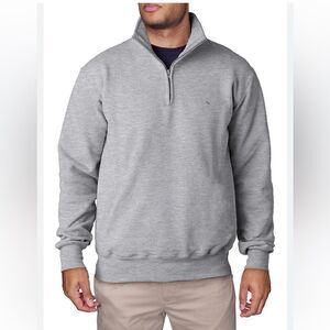 Tailorbyrd - Men’s gray luxe fleece collared quarter zip pull over